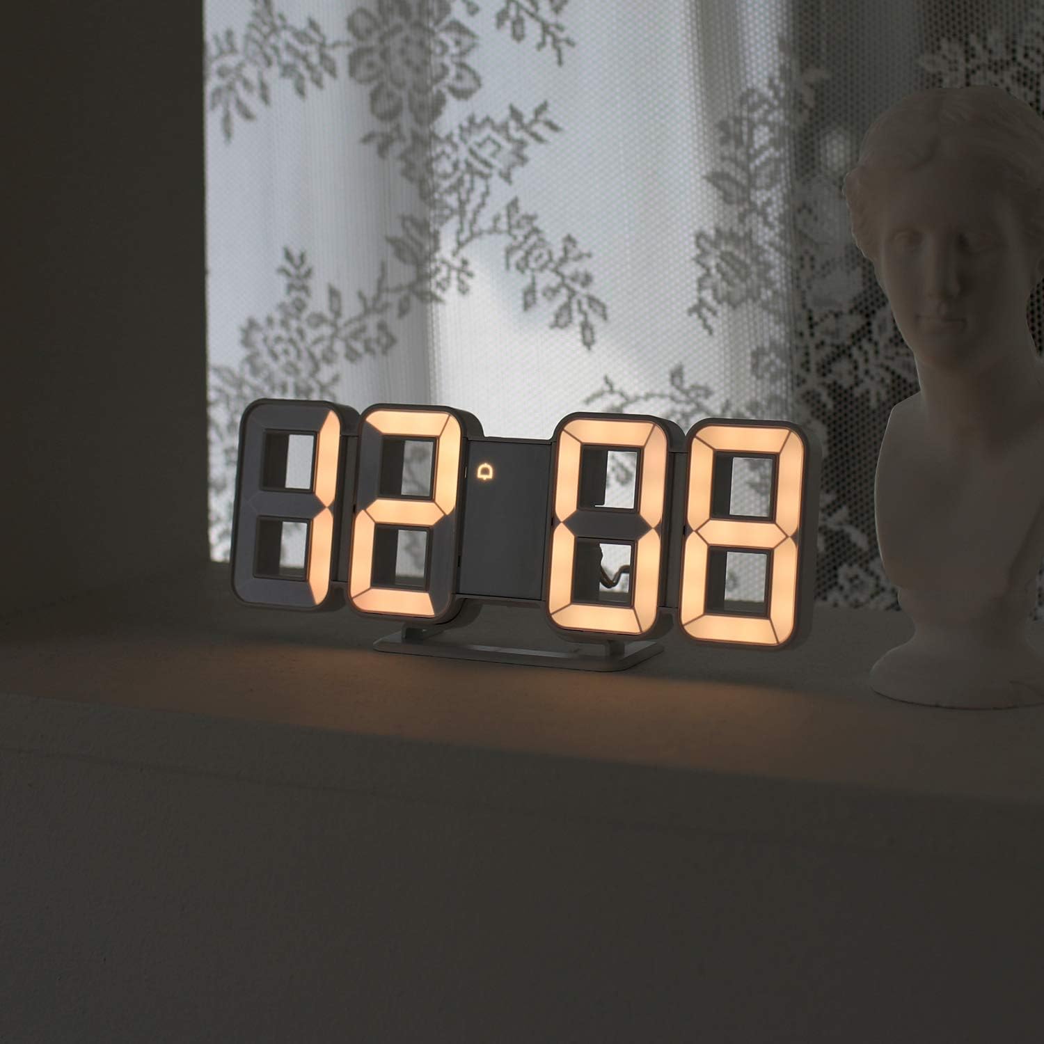 Mooas 3D Pure Mini White Gold LED Clock