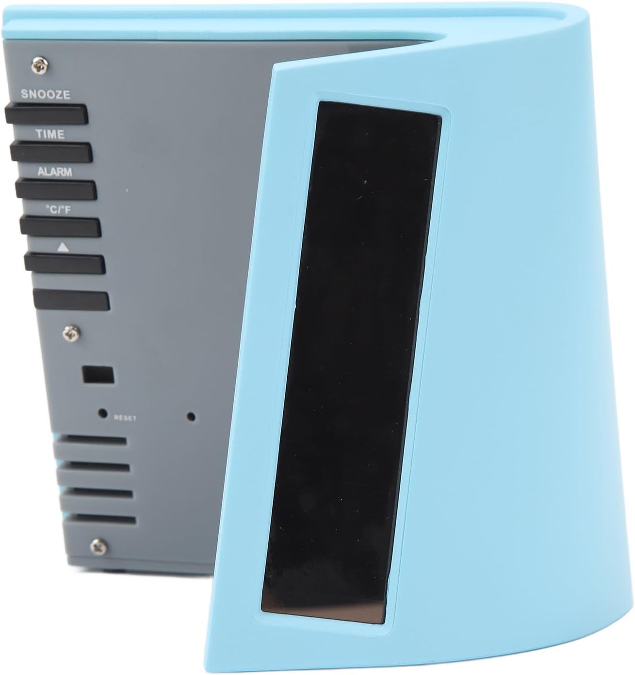 Leapiture Solar Powered Alarm Clock with Weather Forecast Blue LCD Display