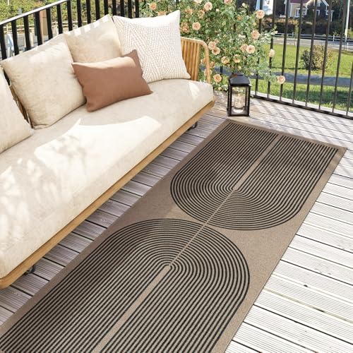 Lahome Modern Rainbow Jute Outdoor Runner Rug 2x6