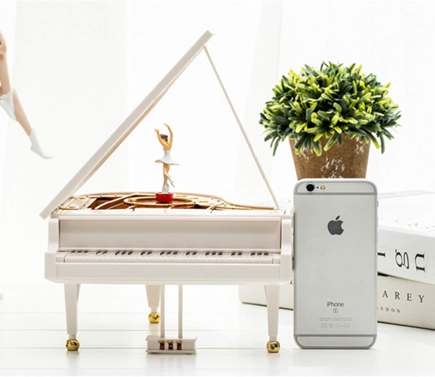 Hvogvok Ballerina Music Box White Classical Dancing Jewelry Box for Women Girls
