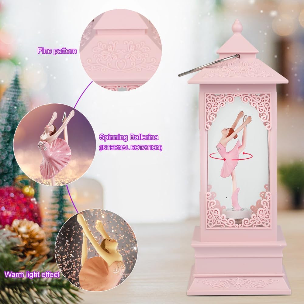 360 Rotating Ballerina Music Box Light - Pink