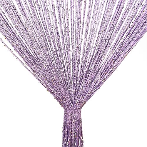 Beaded Curtain Panel with Tassels for Doorway Purple