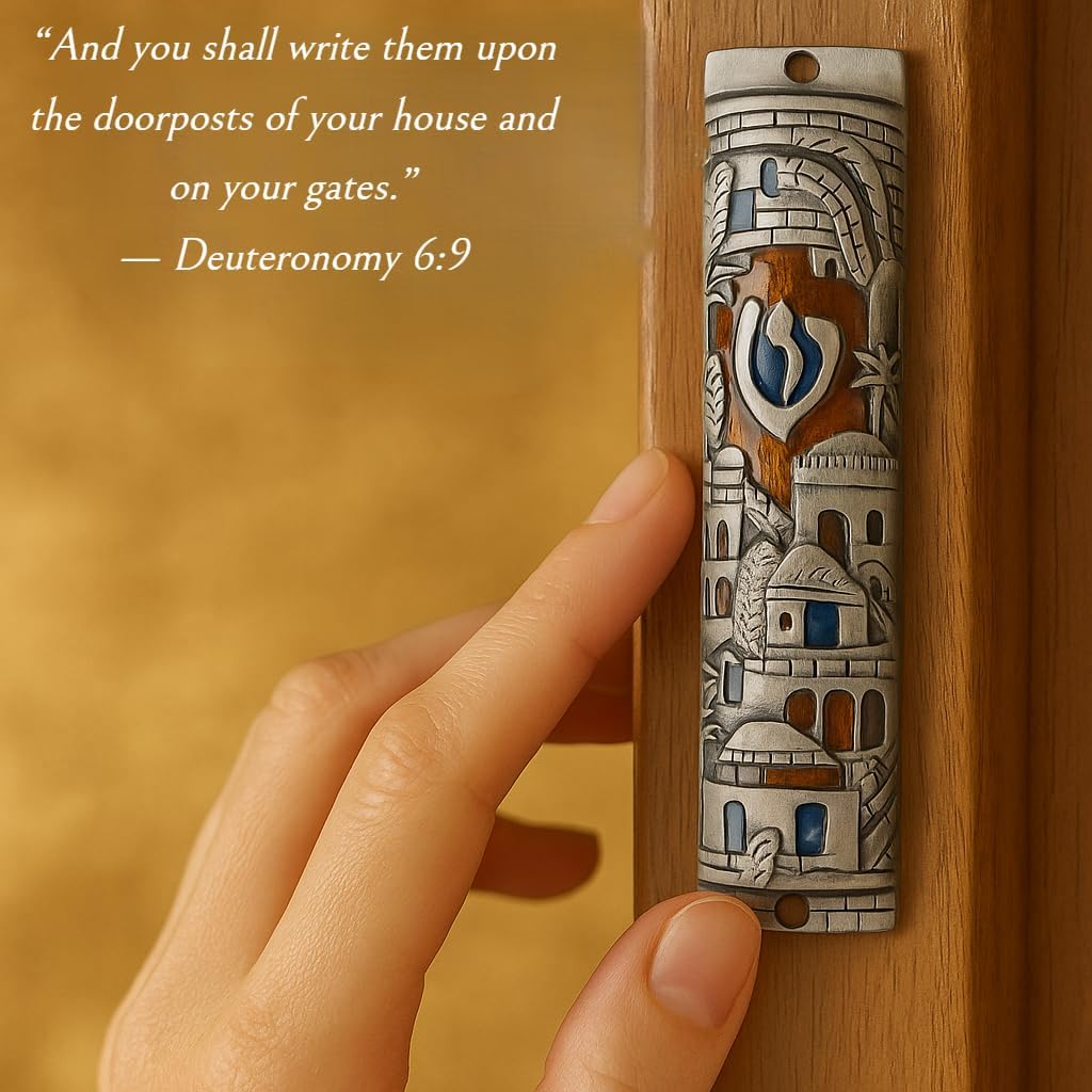 Talisman4u Silver Enamel Mezuzah Case 4 Inch