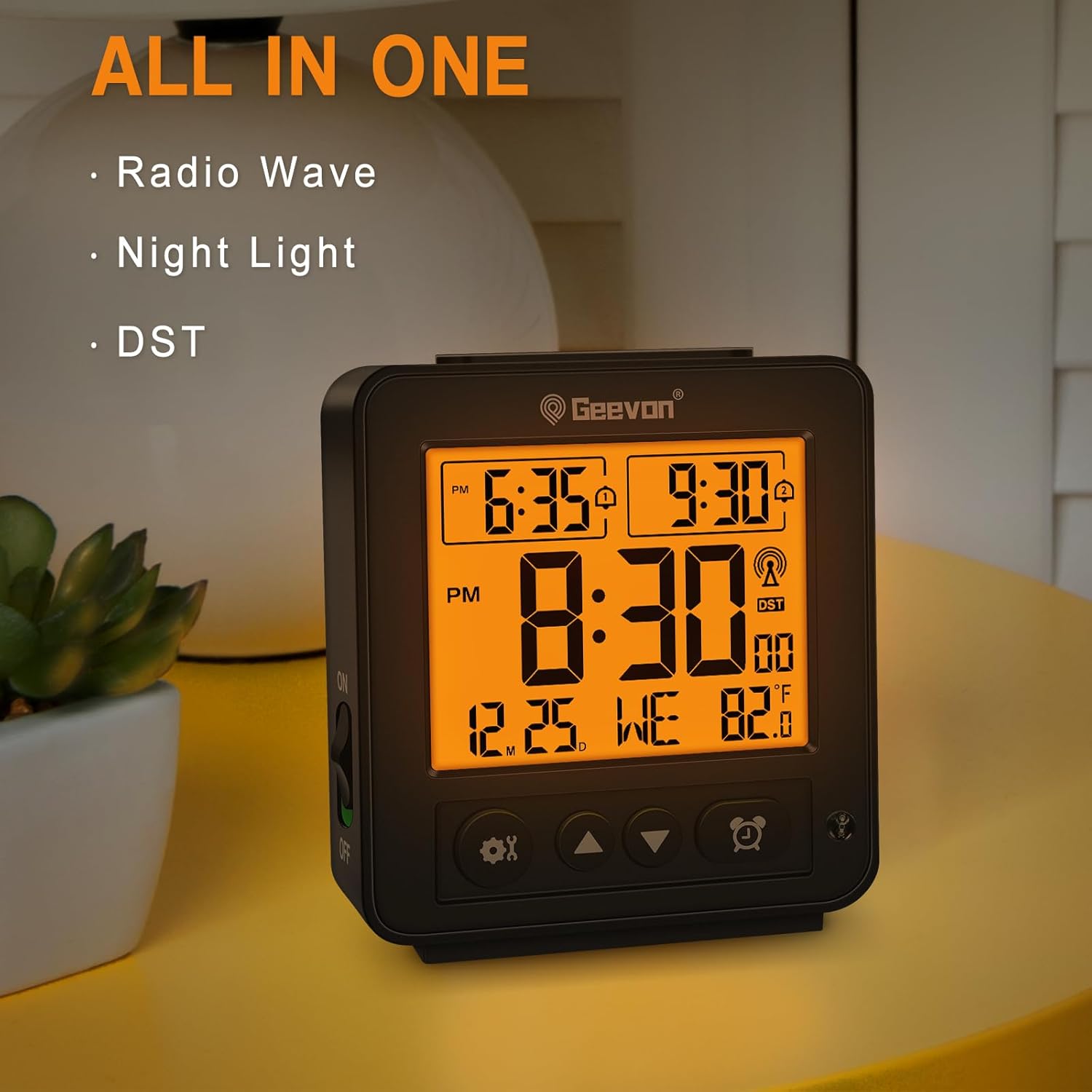 Geevon Small Atomic Alarm Clock with 2 Alarm and Temperature Monitor