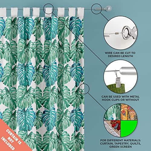 Stylish Curtain Wire System - 16ft Stainless Steel Room Divider Rod
