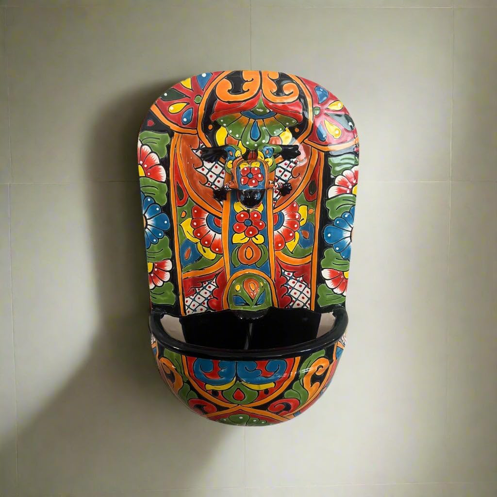 Talavera Wall Fountain Handcrafted Mexican Ceramic Decor