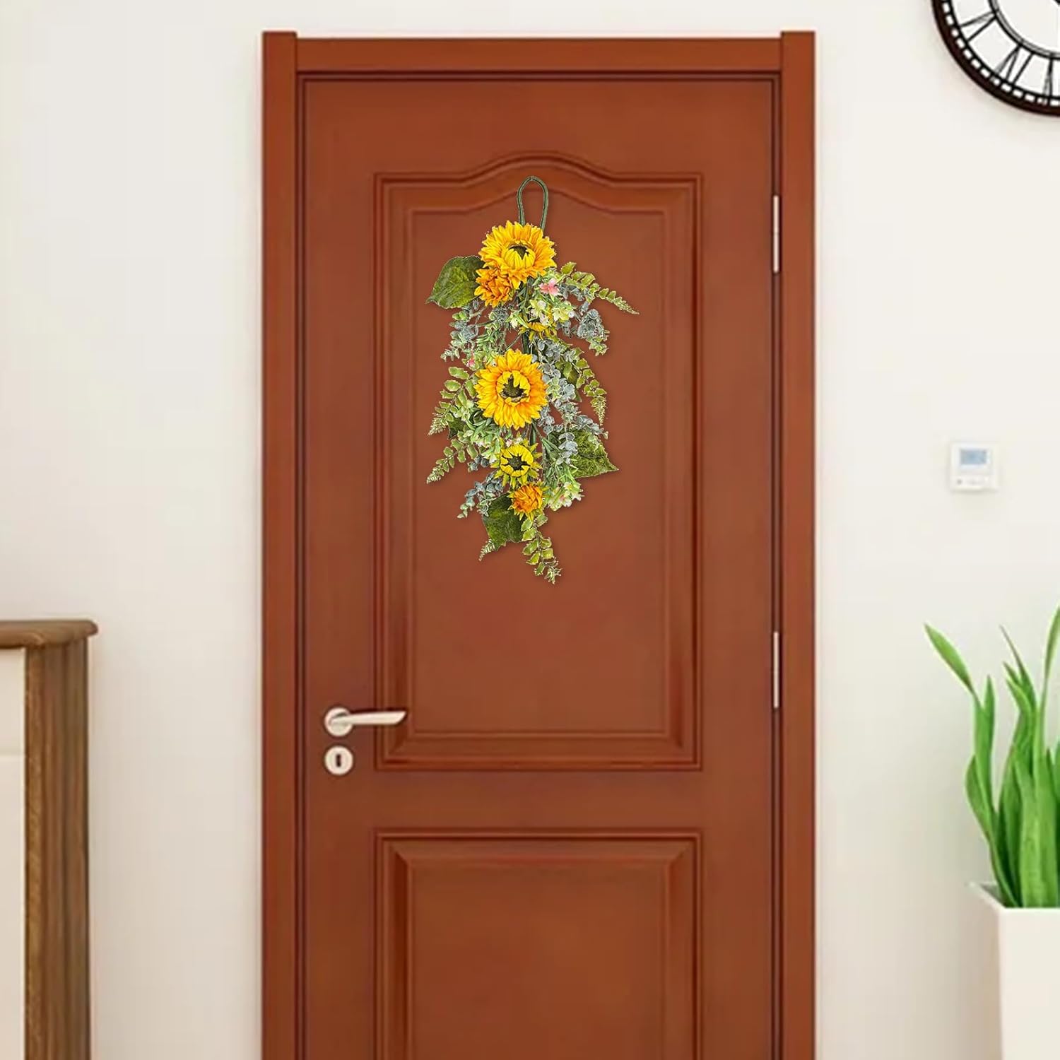 275in Artificial Sunflower Teardrop Wreath Yellow