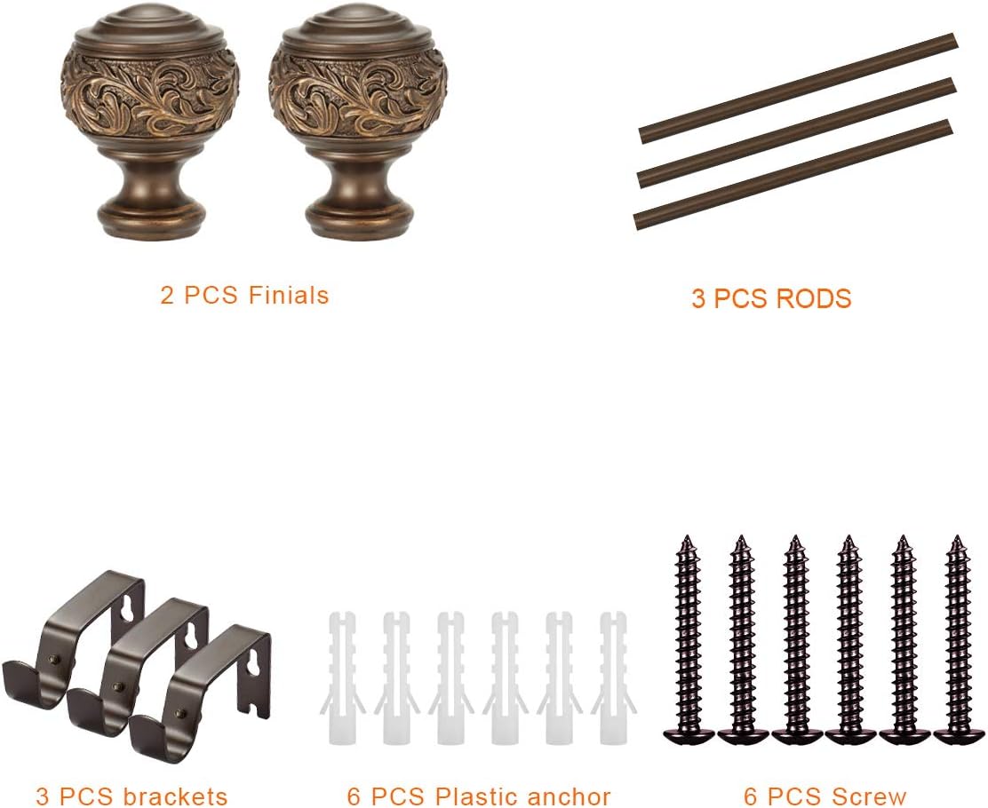Modern Floral Carved Curtain Rod 1 Inch Diameter