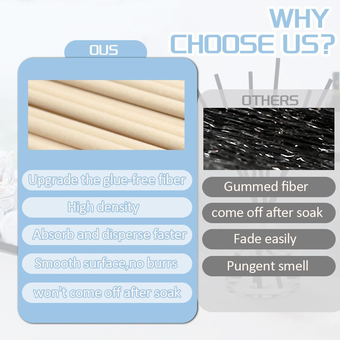 Thick 3mm Reed Diffuser Sticks - 100 Count Brown