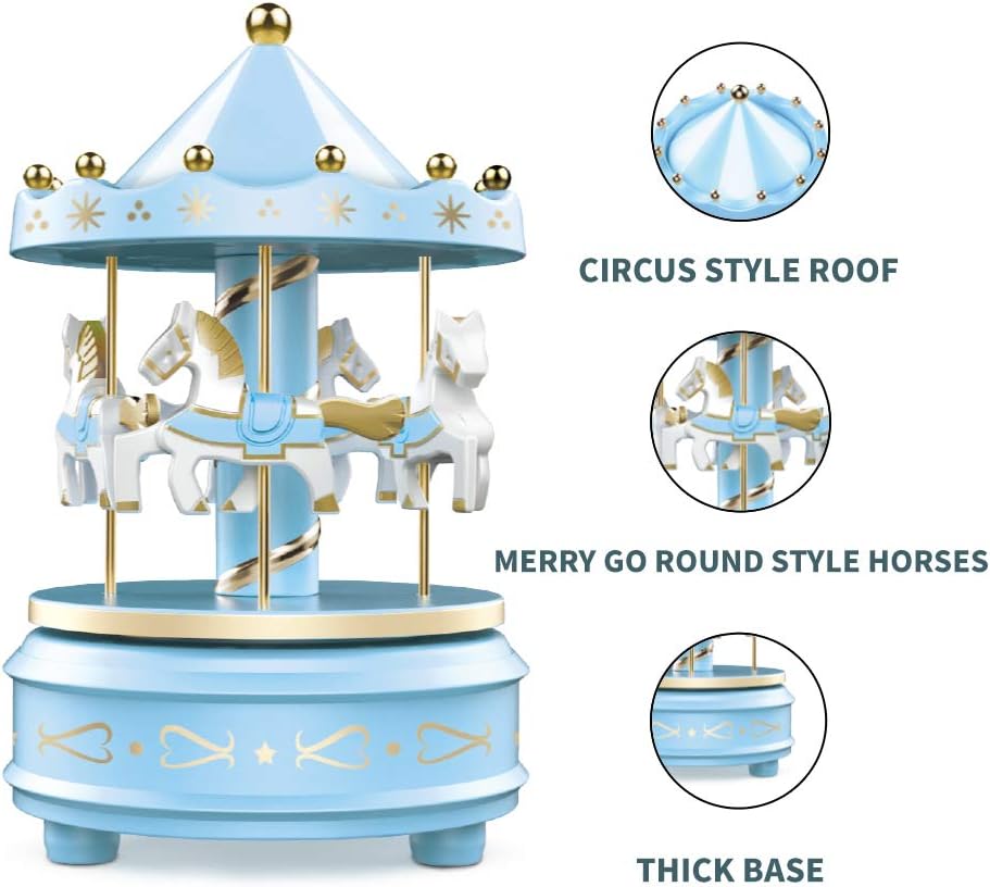 WEofferwhatYOUwant Carousel Music Box Blue