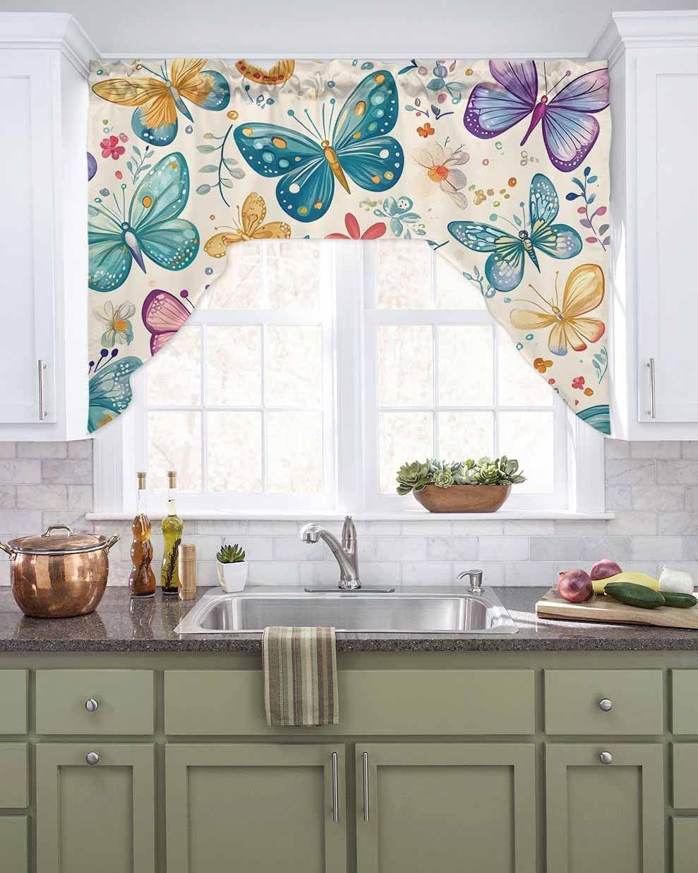 Spring Butterflies Valance for 56 x 36 Windows