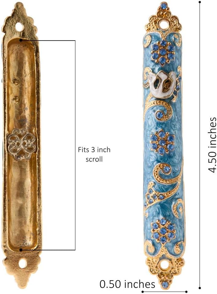 Matashi 45 Inch Hand Painted Mezuzah with Gold and Crystals