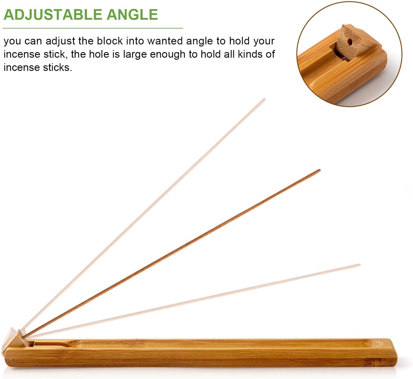 2 Pieces Bamboo Incense Holder with Adjustable Angle