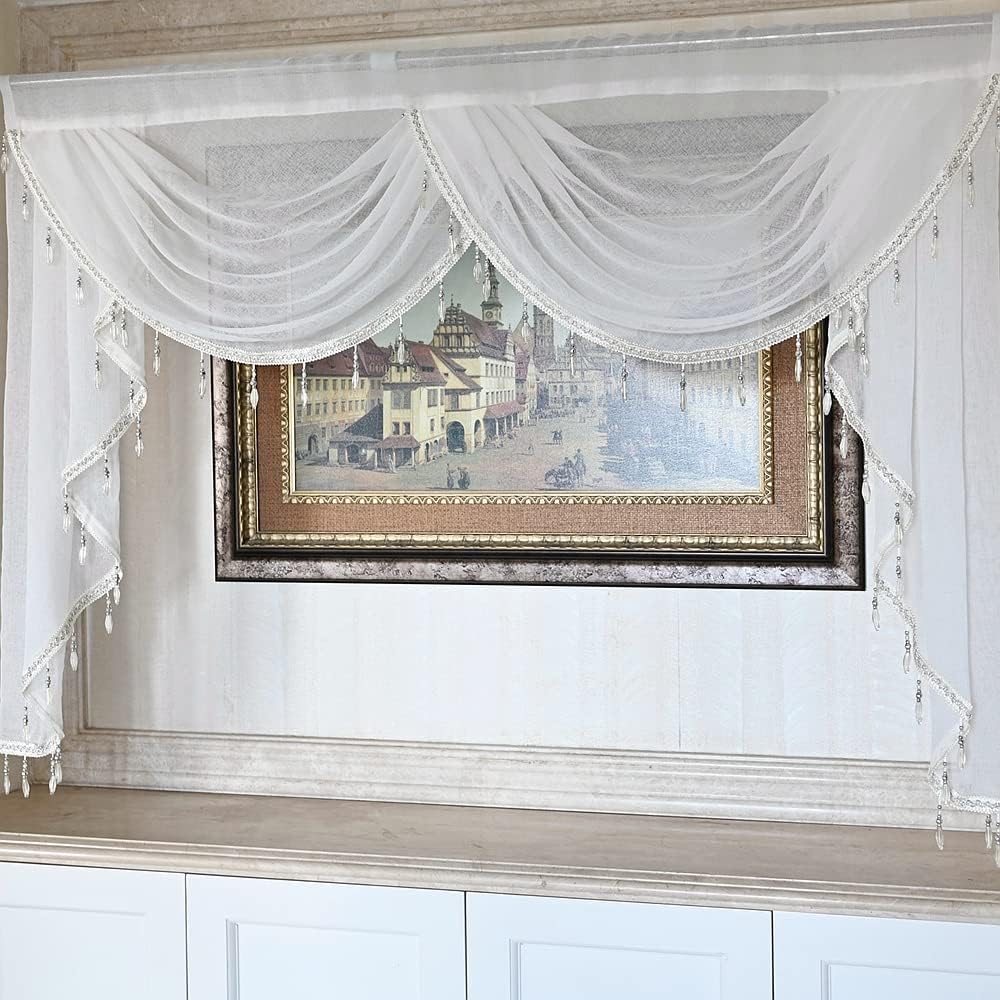 Simple Style White Sheer Curtain Valance for Living Room