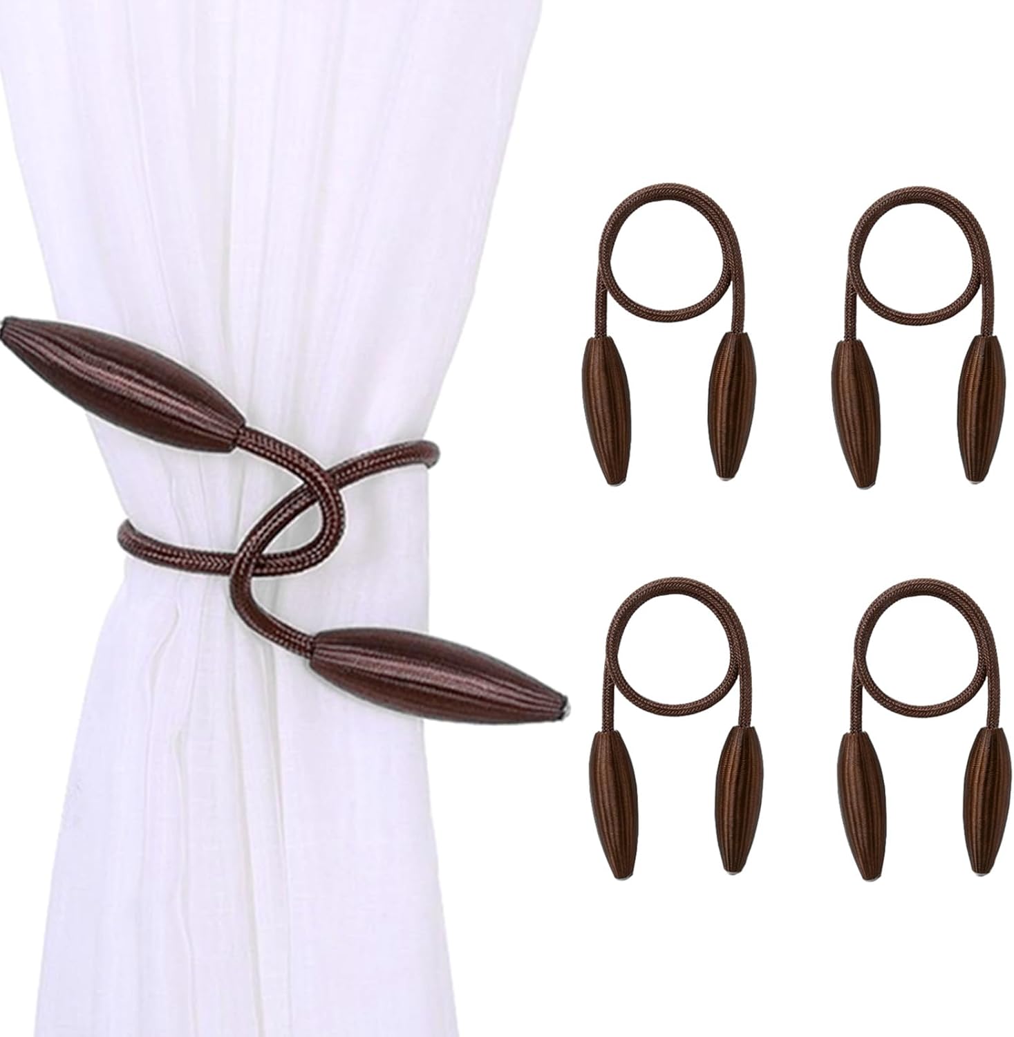 4 Pack Coffee Twist Curtain Holdbacks Decorative Tiebacks