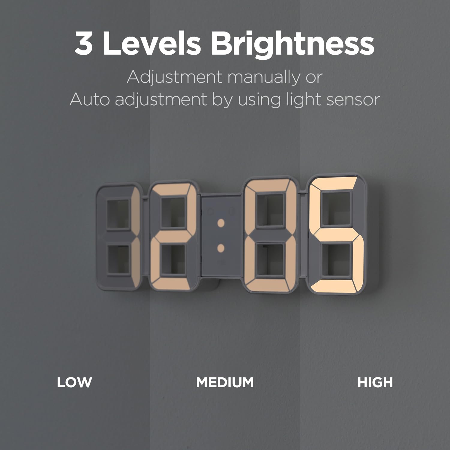 Mooas 3D Pure Mini White Gold LED Clock