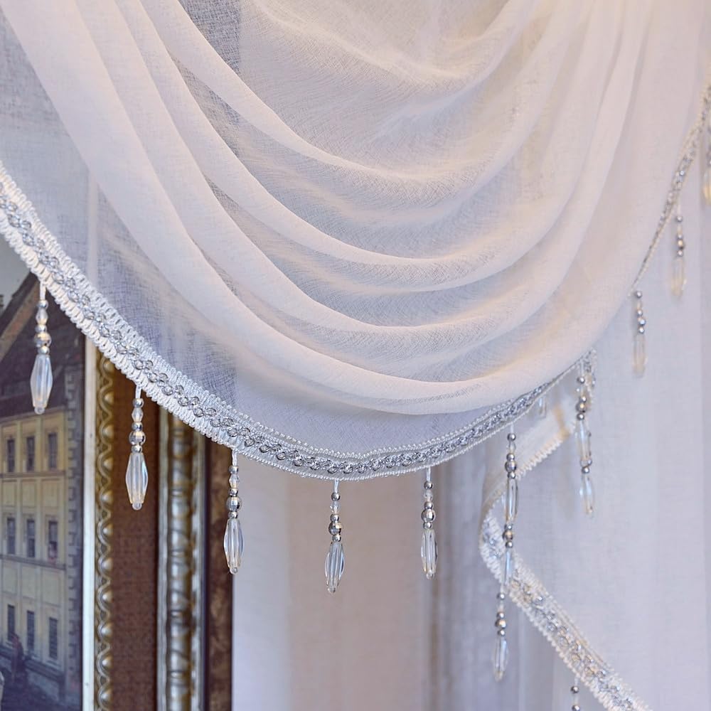 Simple Style White Sheer Curtain Valance for Living Room