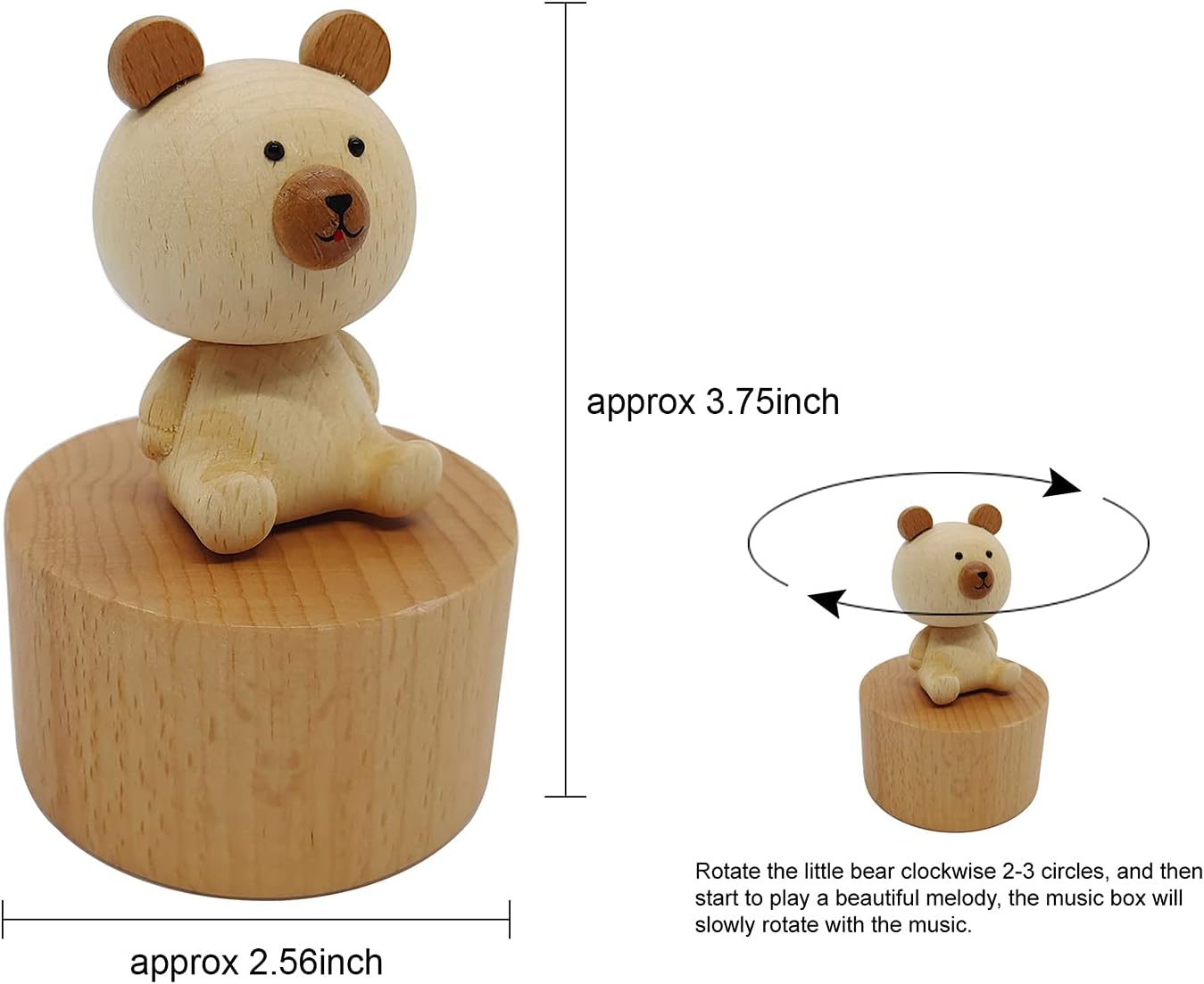 Cute Little Bear Mini Music Box Musical Gift for Kids and Friends