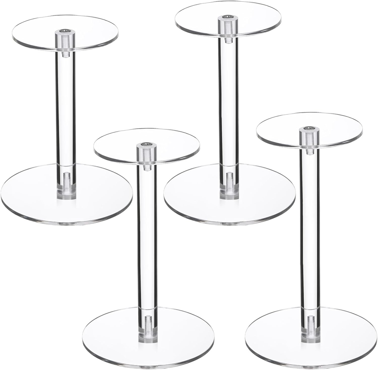 Soaoo 4 Round Acrylic Display Stands Set for Hats Jewelry Watches