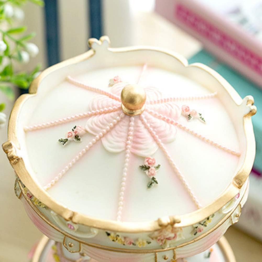 3-Horse Carousel Music Box with LED Lights