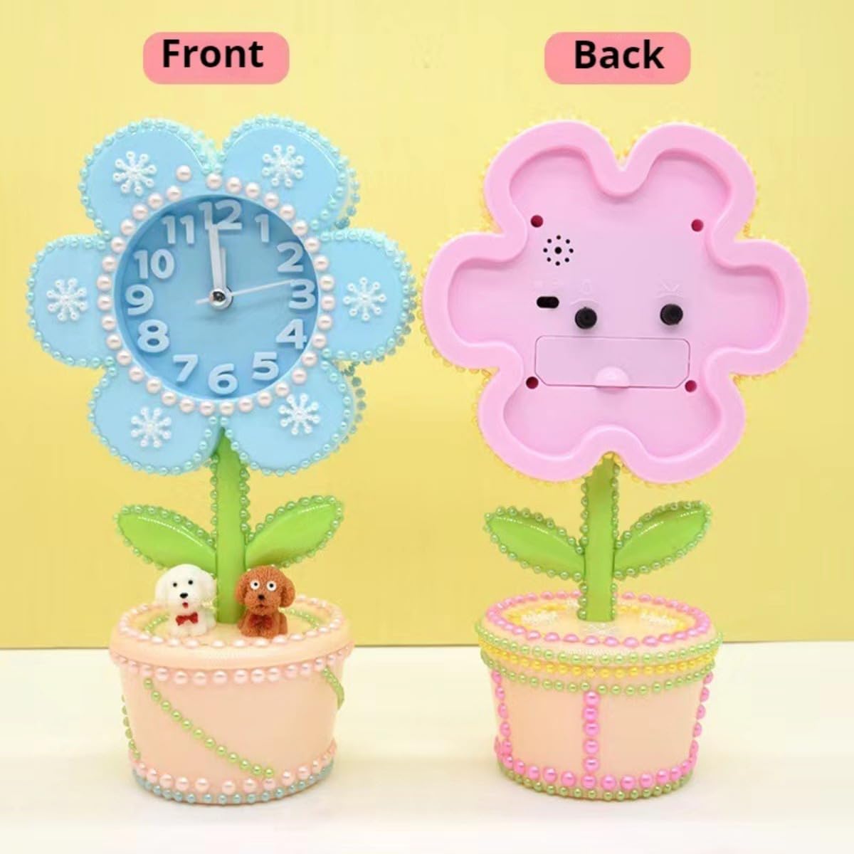 POMN Flower Alarm Clock for Kids Bedroom Pink