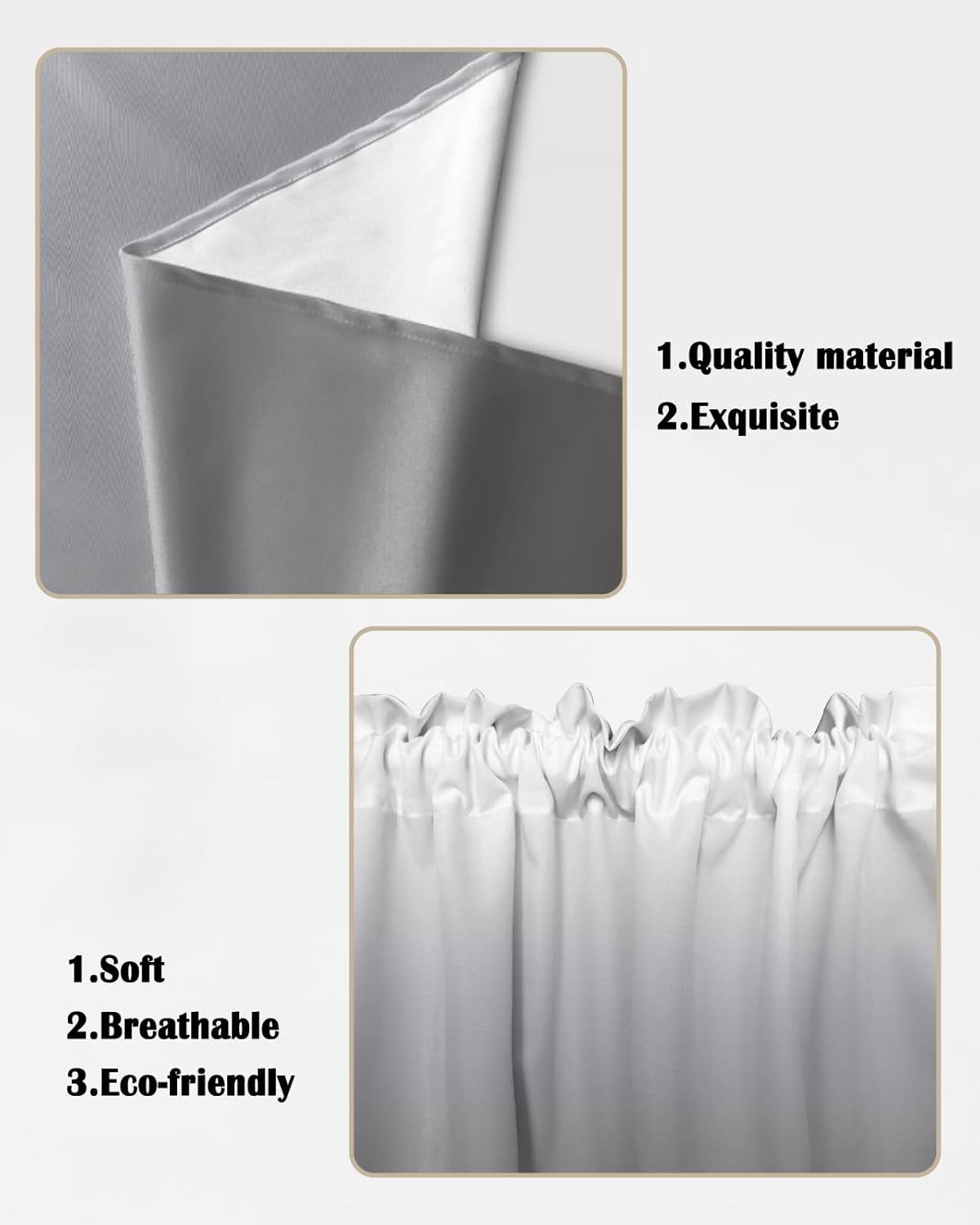 LooPoP Gray and White Ombre Swag Valance for Kitchen Windows