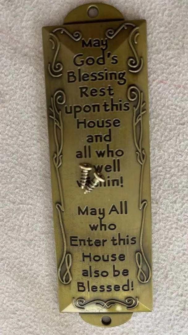 2 Bless This House Brass Mezuzah with Scroll and Gift Box
