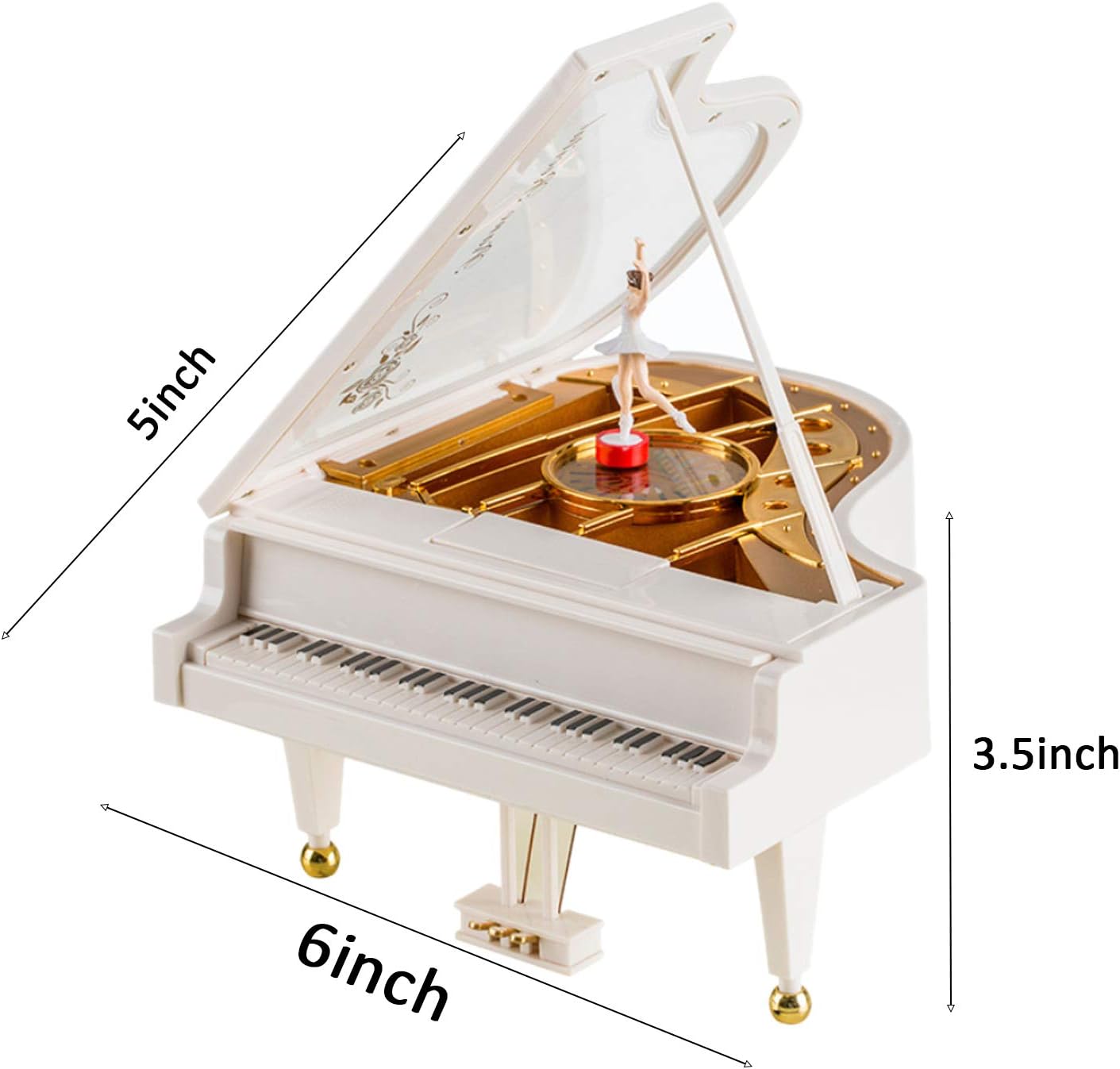 Hvogvok Ballerina Music Box White Classical Dancing Jewelry Box for Women Girls