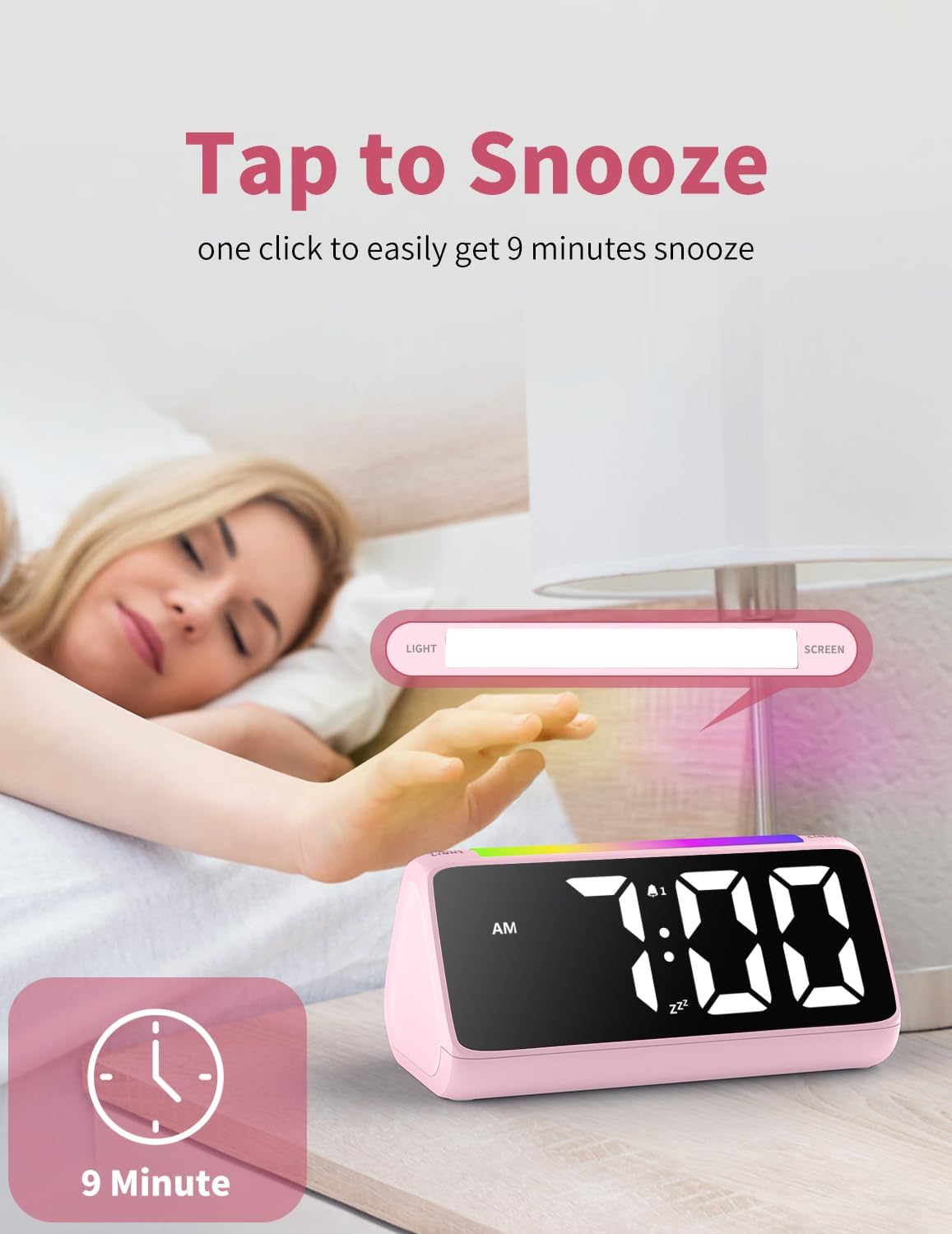 Netzu Digital Alarm Clock with RGB Night Light and Dual Alarm