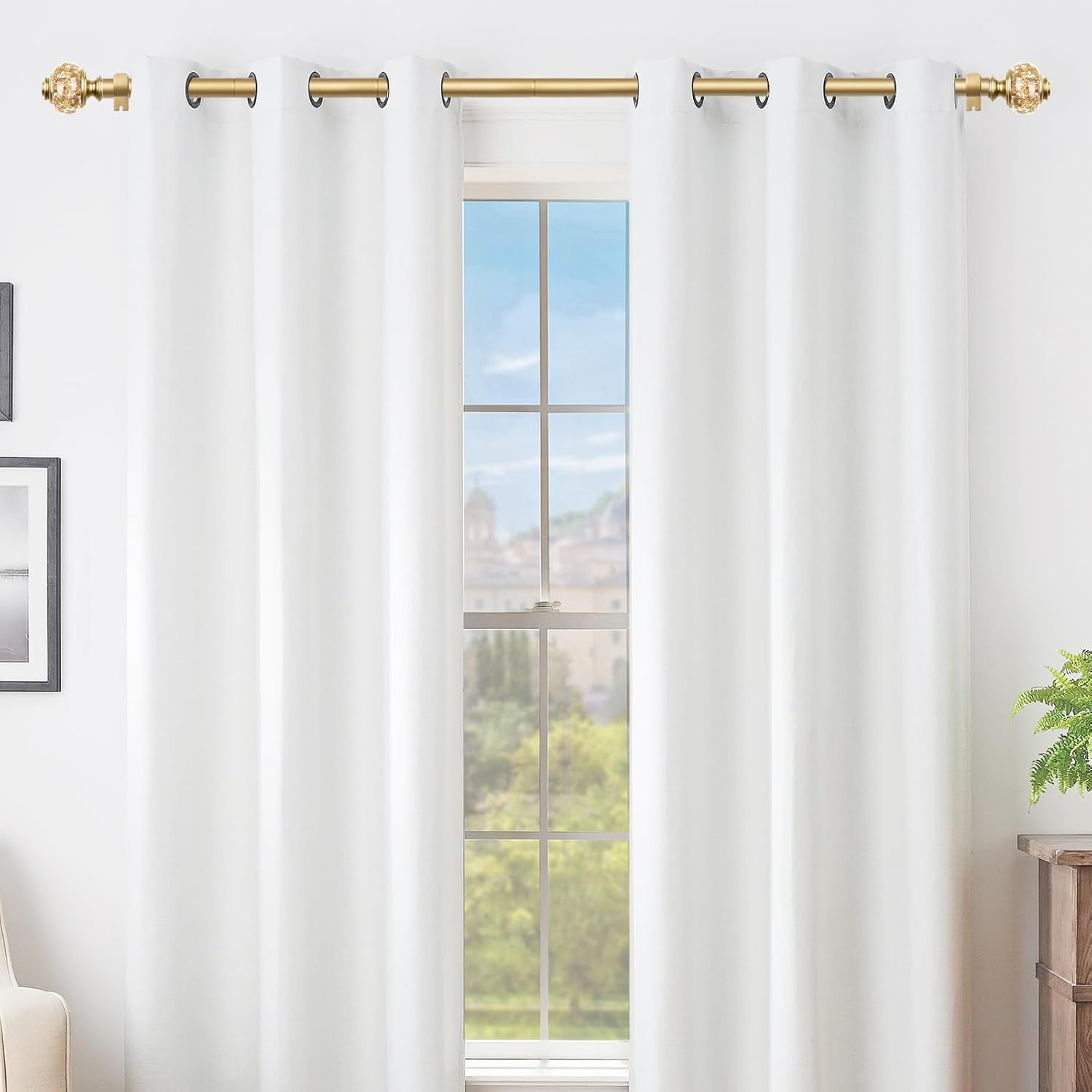 USFOOK 78 Inch Curtain Rods 32-120 Inches Length Adjustable Single Rods