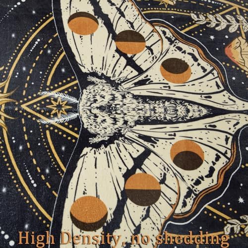 Ouyattle Luna Moth Area Rug 5x7 Black Floral Design