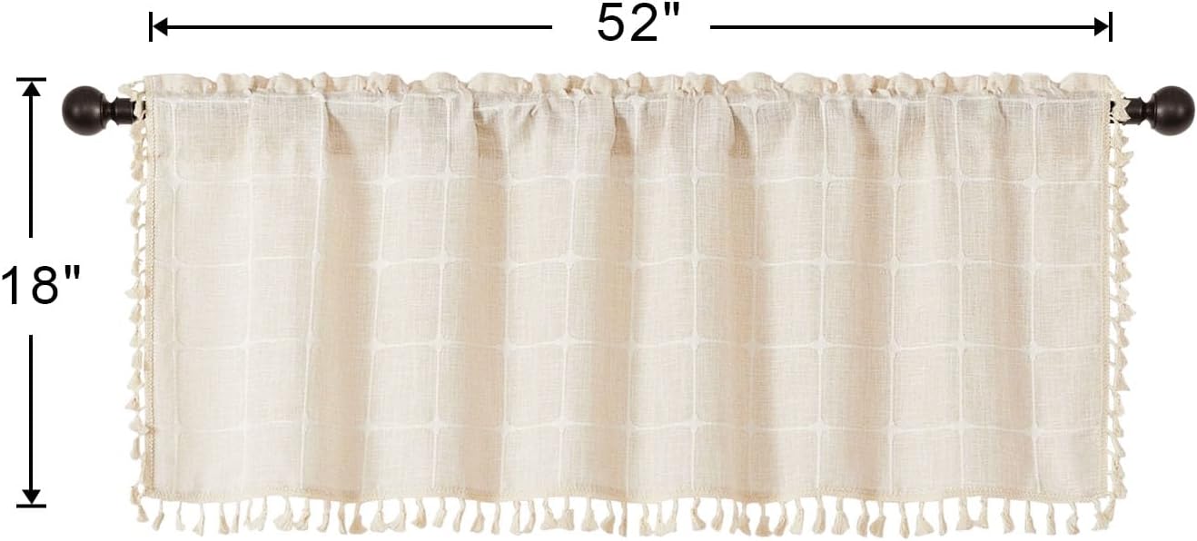 MitoVilla Cream Boho Kitchen Valance 52 x 18