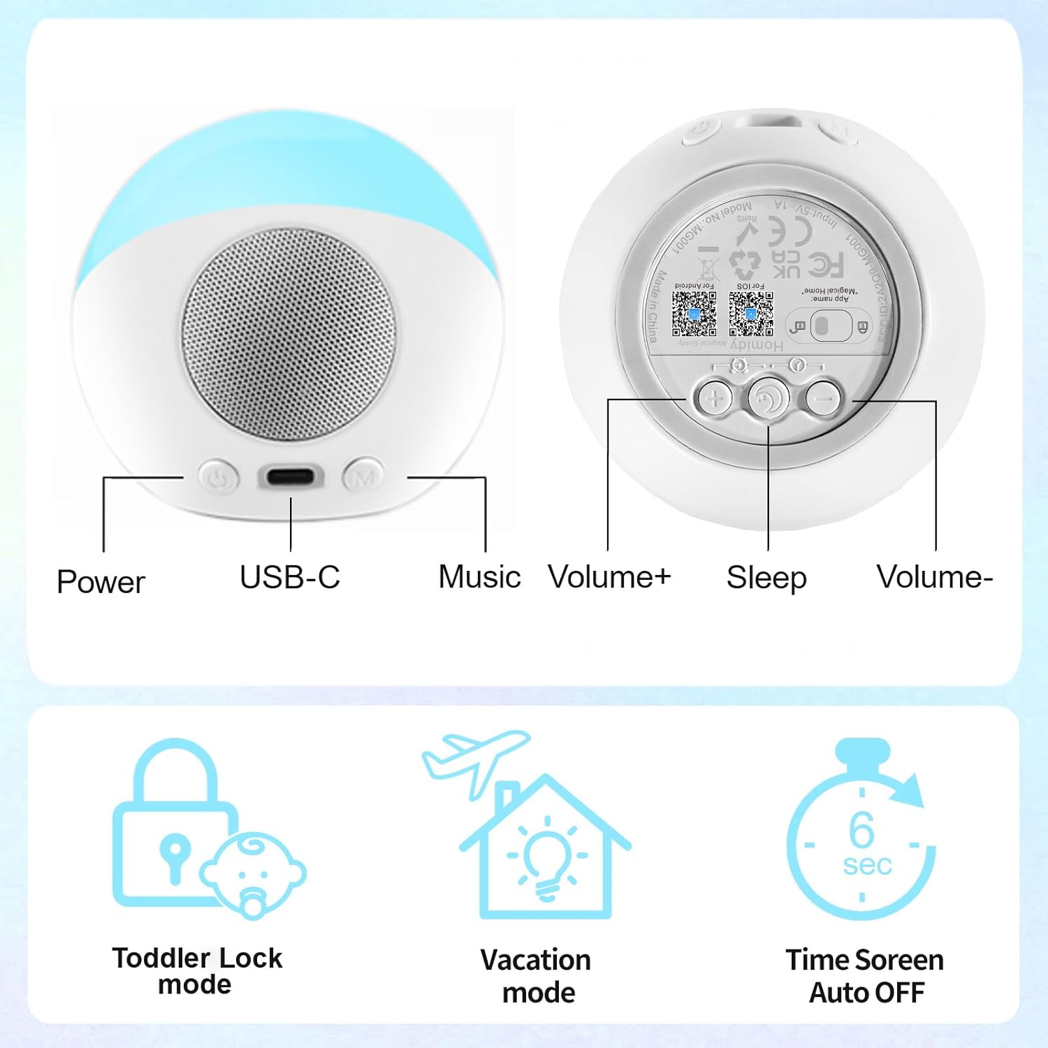 Homidy Alarm Clock for Kids 4th Gen 2024 White