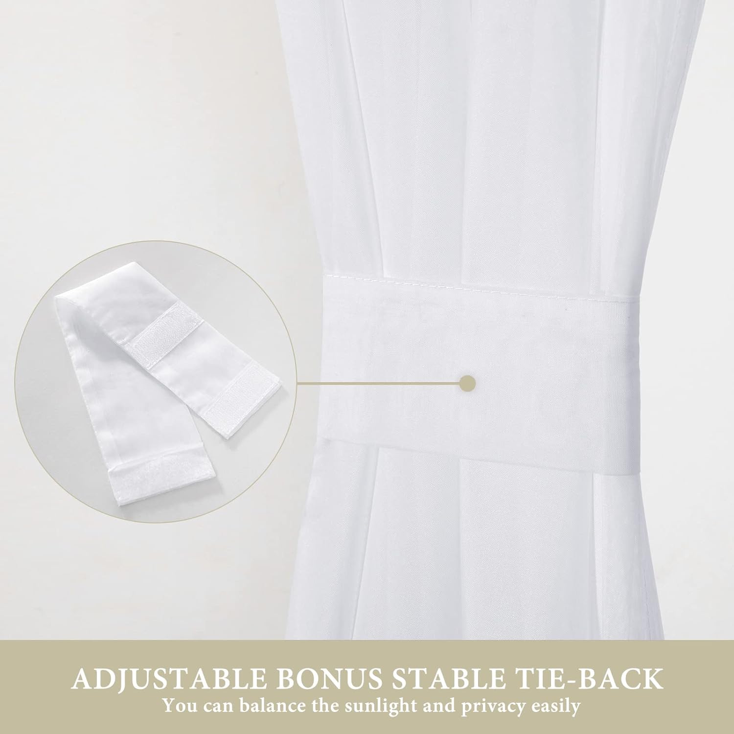 MIULEE 2 Panels Sidelight Curtains - White 25x72 Inches