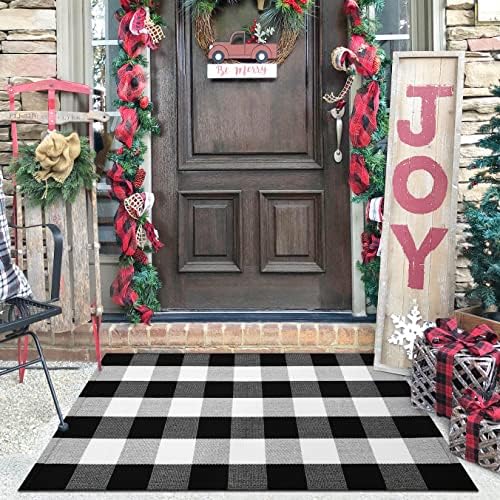 KILOCOCO Buffalo Plaid Checkered Door Mat - 275x43 Inches