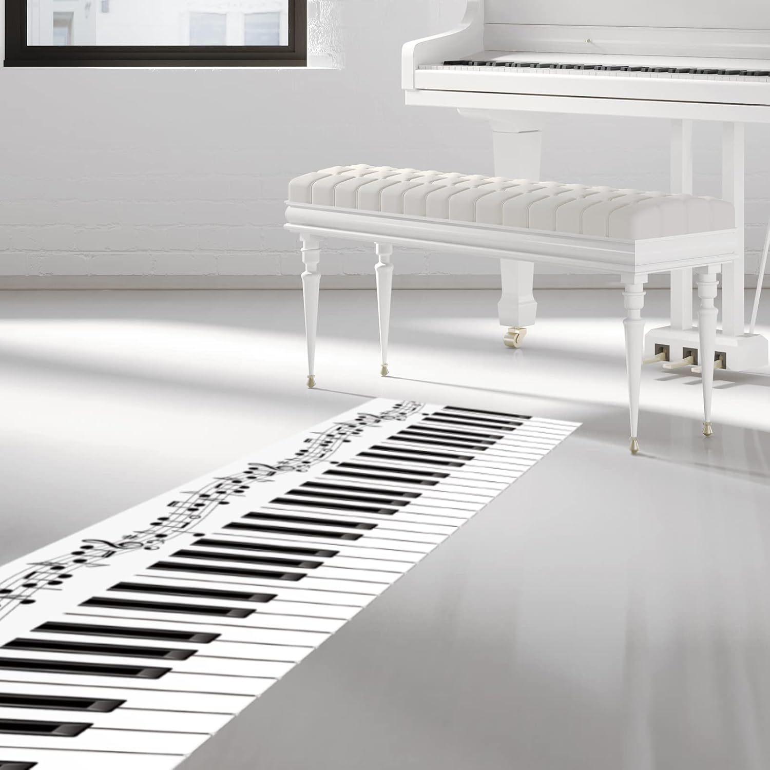 Haull Piano Keyboard Aisle Runner Rug 10x2ft