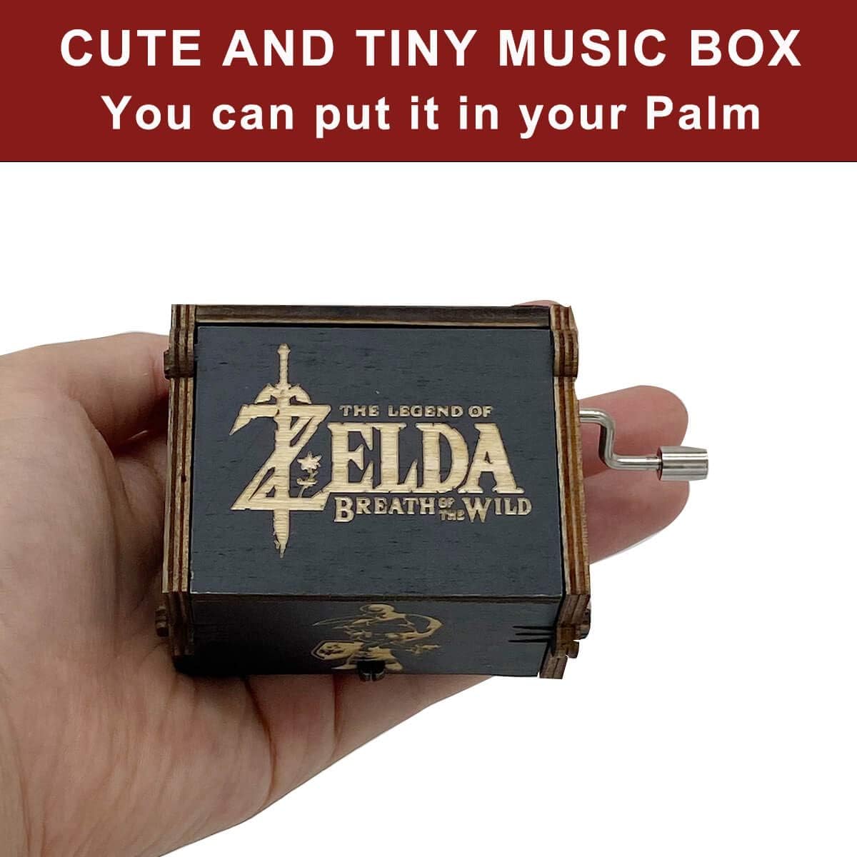 Hand Crank Wooden Music Box with Engraved Design