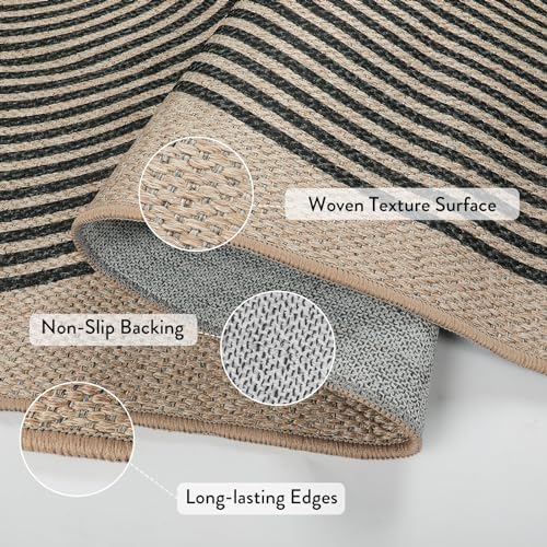 Lahome Modern Rainbow Jute Outdoor Runner Rug 2x6