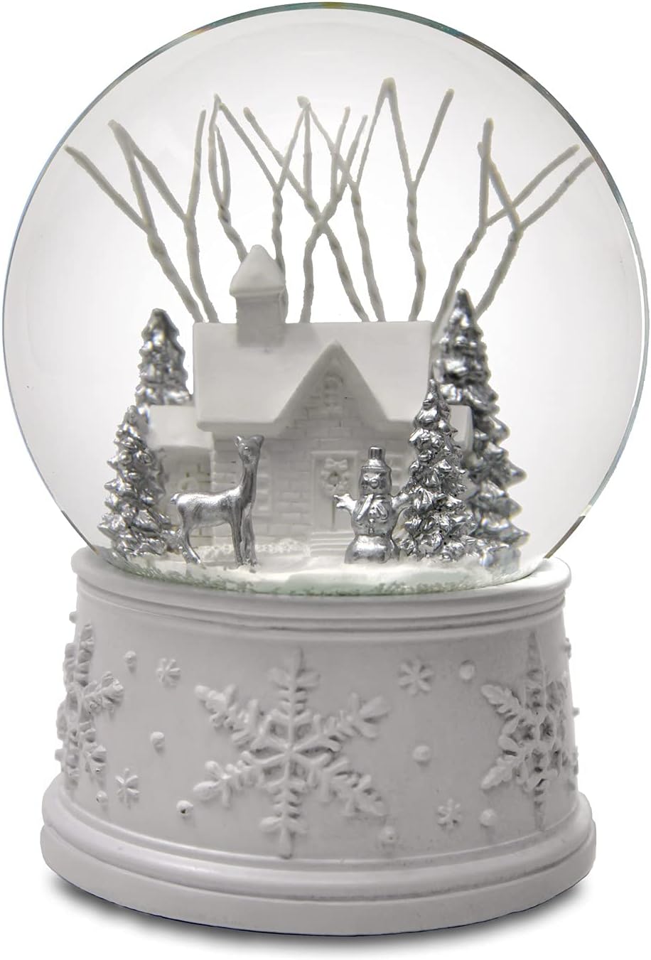 100MM White Christmas Snow Globe with Music