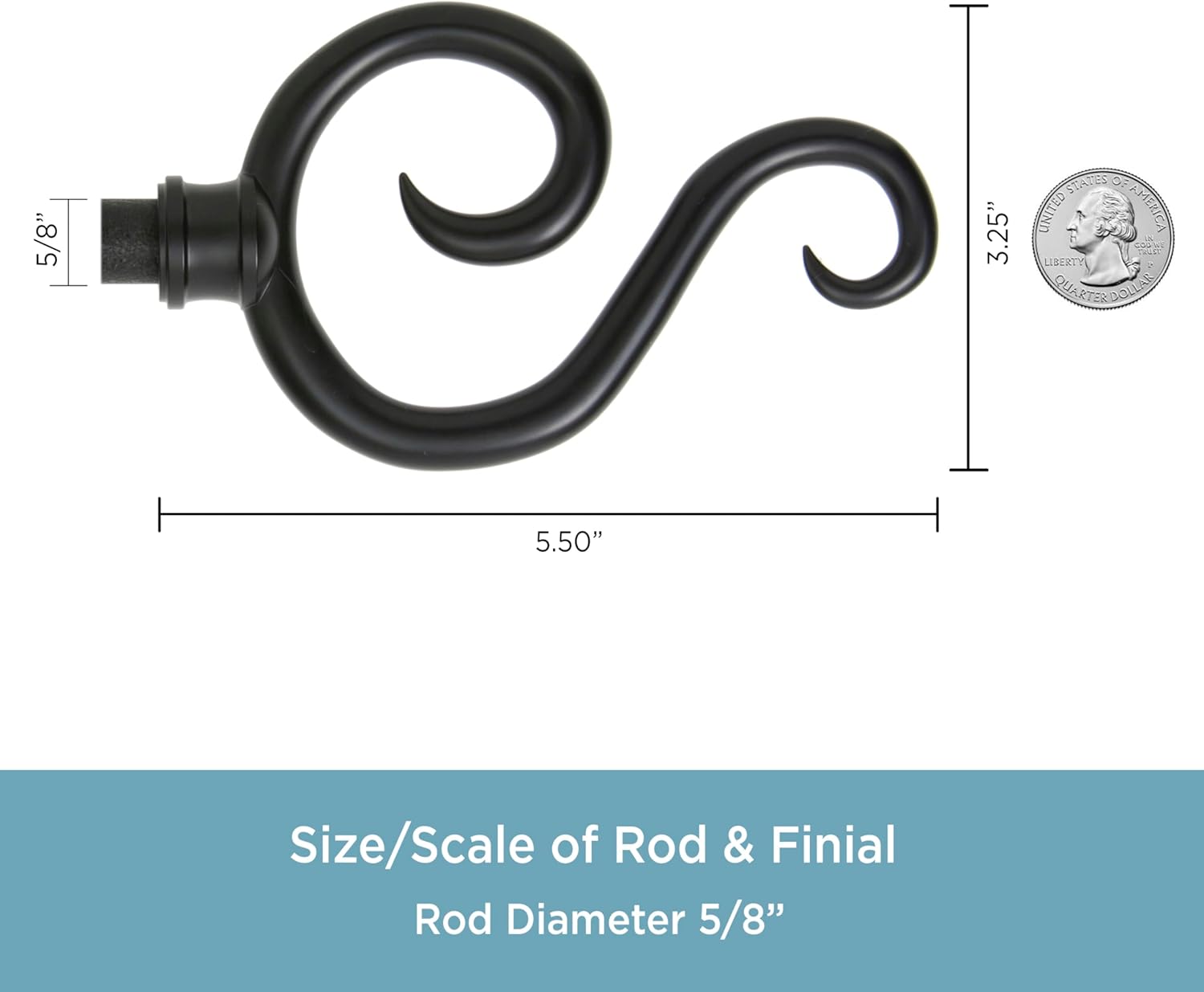 Kenney KN65273 Decorative Window Curtain Rod Black Finish