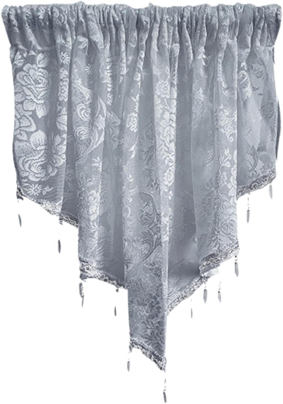 Beaded Window Valance Swag Curtain Gray