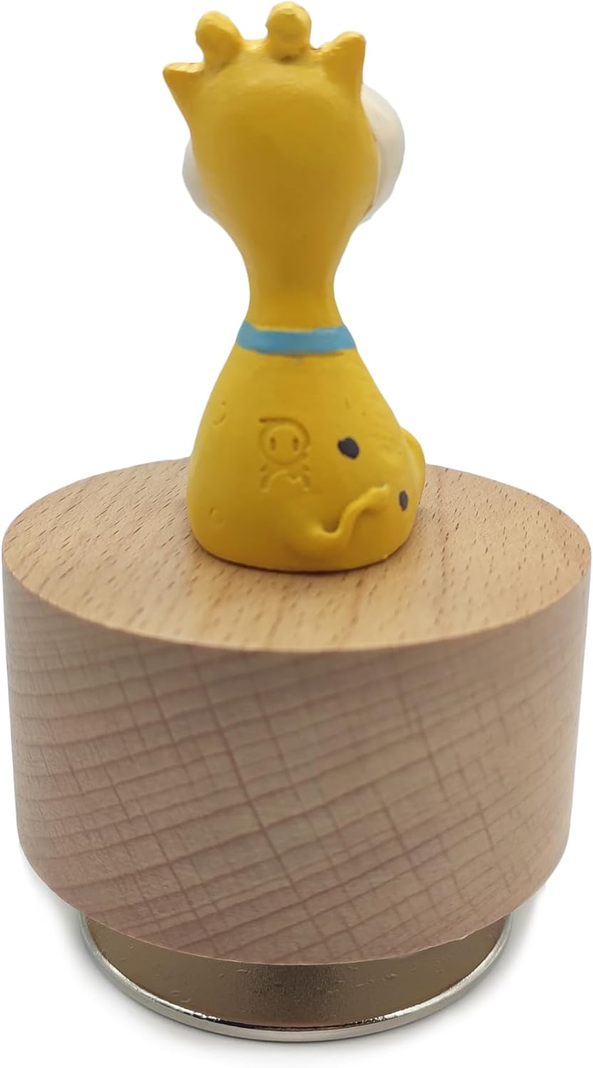 Mini Wooden Animal Rotary Music Box with Giraffe Ornament