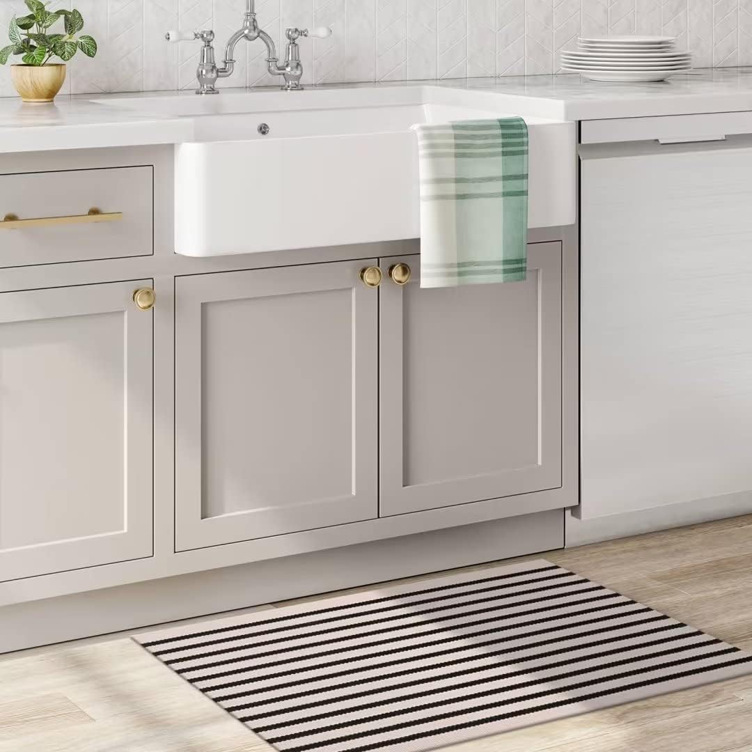 LEEVAN Washable Proch Rug Soft Entryway 23x36 Black and White Area Rug