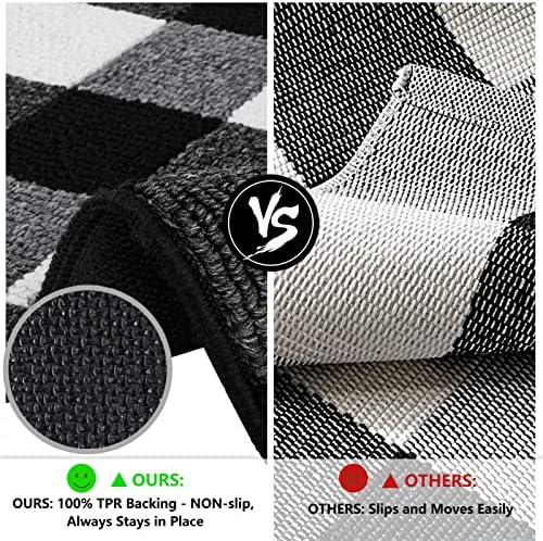 FONEYI Buffalo Plaid Outdoor Rug 24x36 Black White