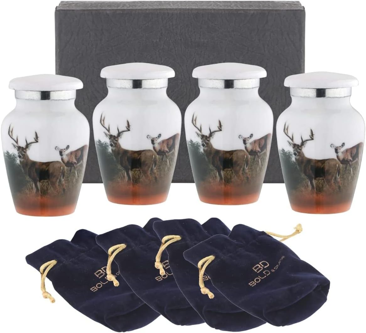 Bold Divine Mini Urn Set of 4 Deers for Human Ashes