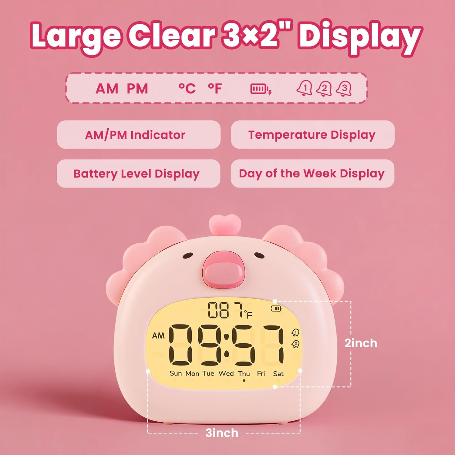 Axolotl Alarm Clock with Night Light for Kids
