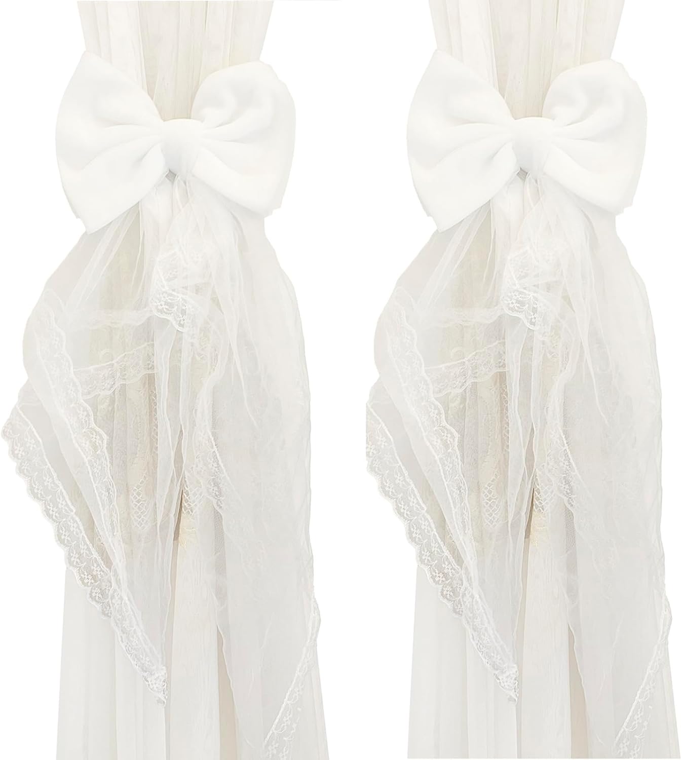 2 Pcs White Lace Bow Curtain Tiebacks Holdbacks