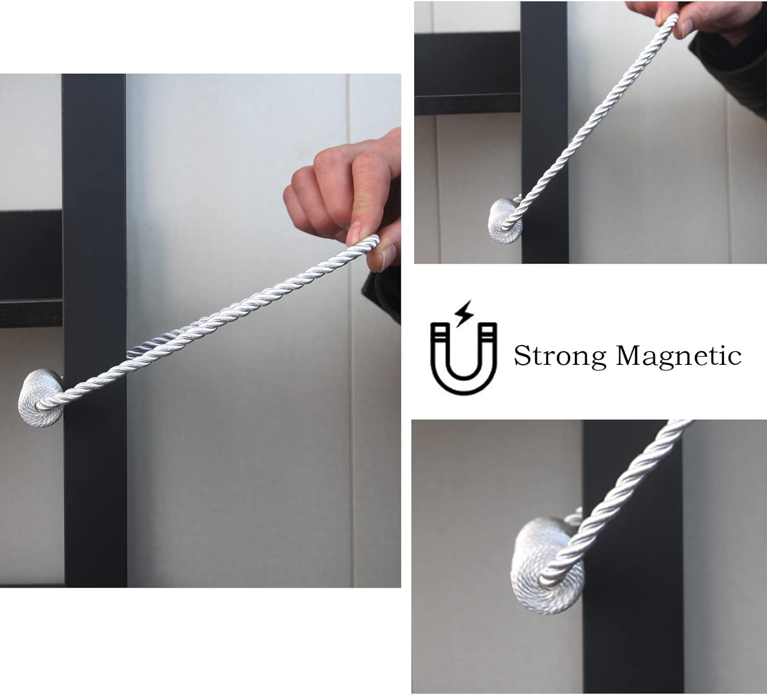 Modern Magnetic Curtain Tiebacks 6 Pack White Holdbacks