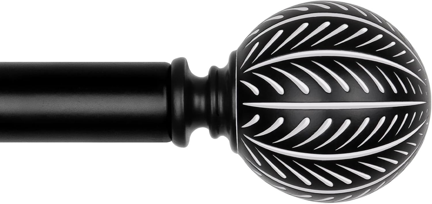 KAMANINA Wood Curtain Rods 48-84 Inch Black