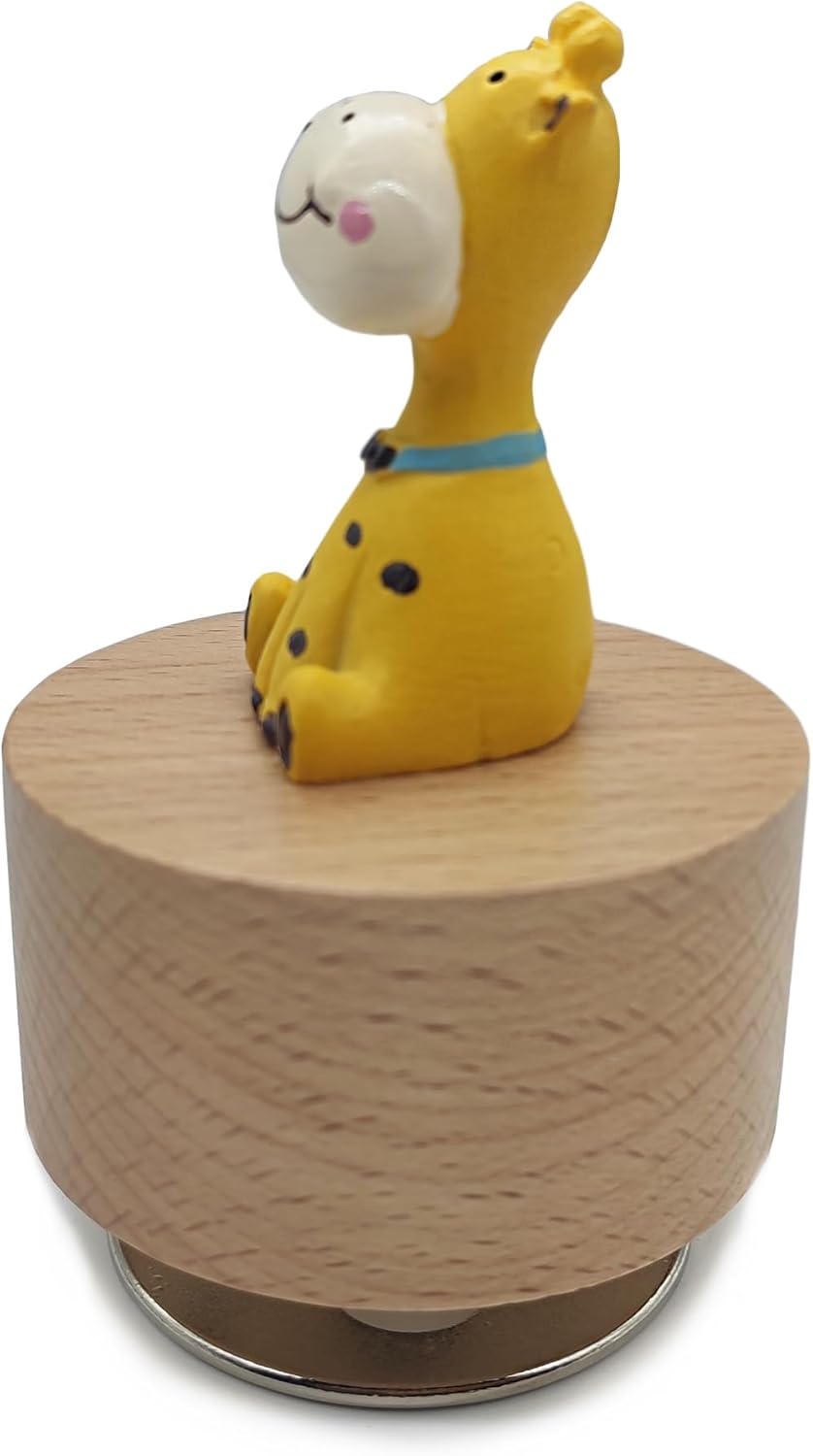 Mini Wooden Animal Rotary Music Box with Giraffe Ornament